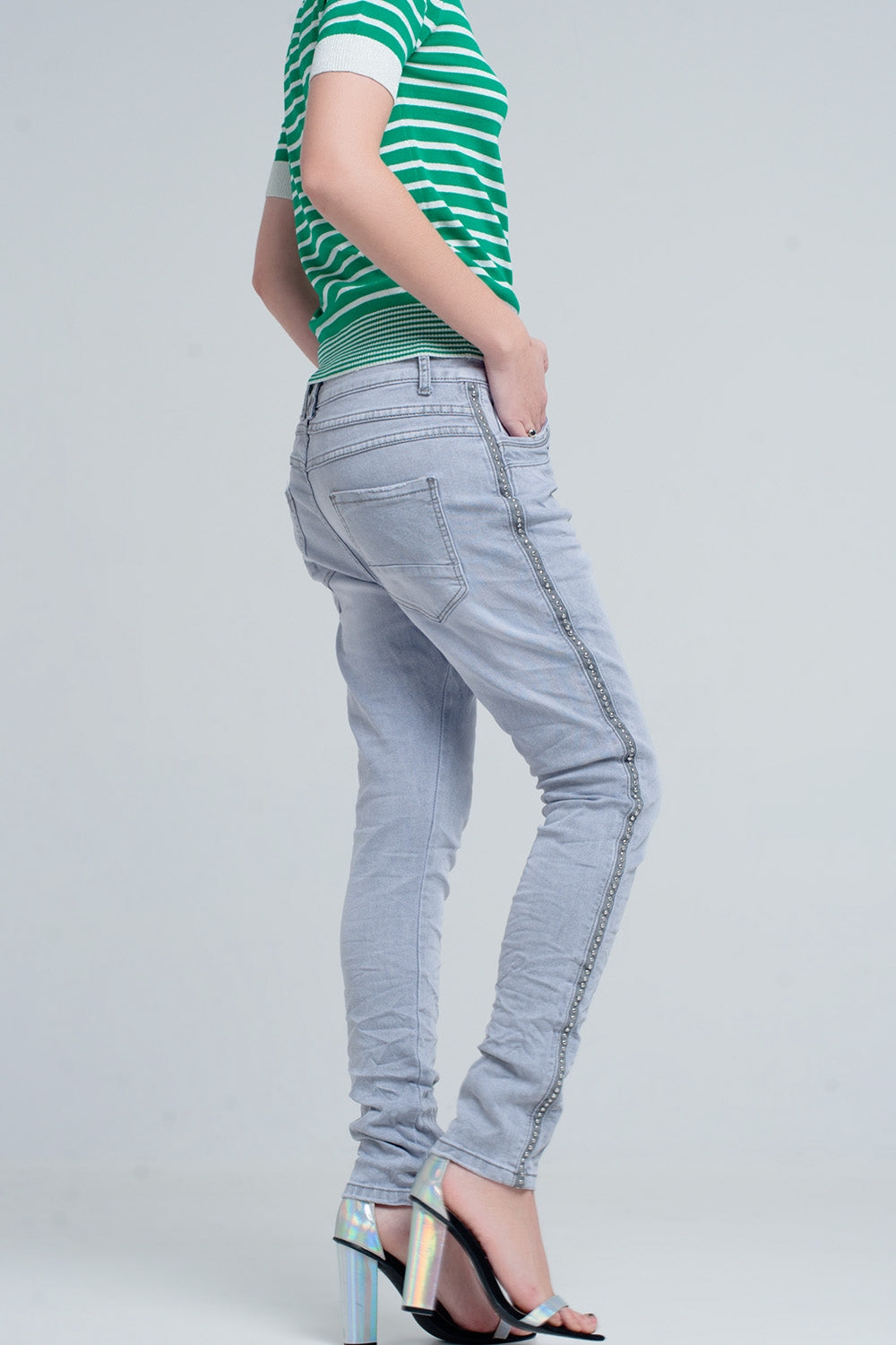 Grey jeans with detail metalic | Just Cool Beans