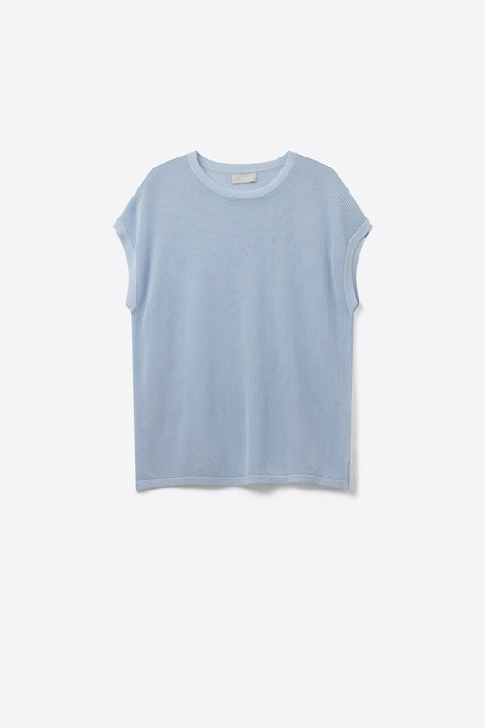 Grid knit sweater in baby blue color | Just Cool Beans — sweaters | tops