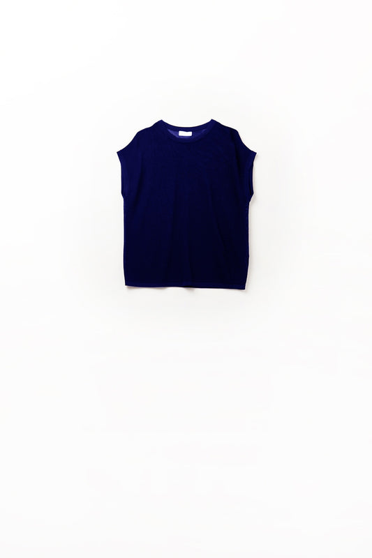 Grid knit sweater in navy color | Just Cool Beans — sweaters | tops