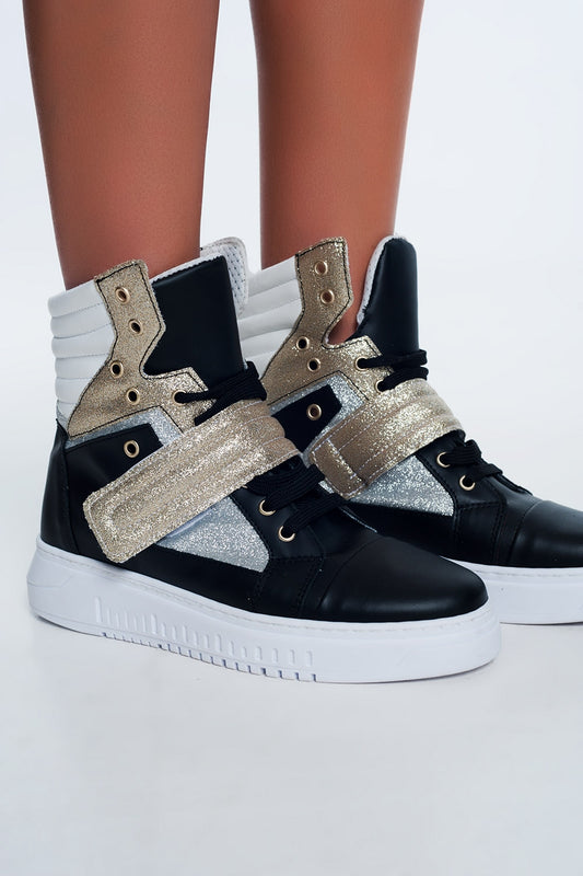 Hi-top sneakers in gold | Just Cool Beans — shoes | tops