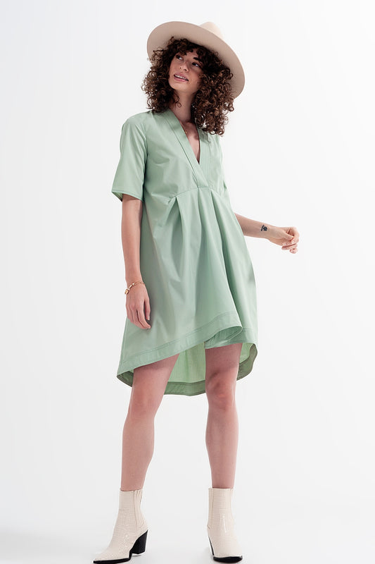 High low dress with empire waistline in green | Just Cool Beans — dresses