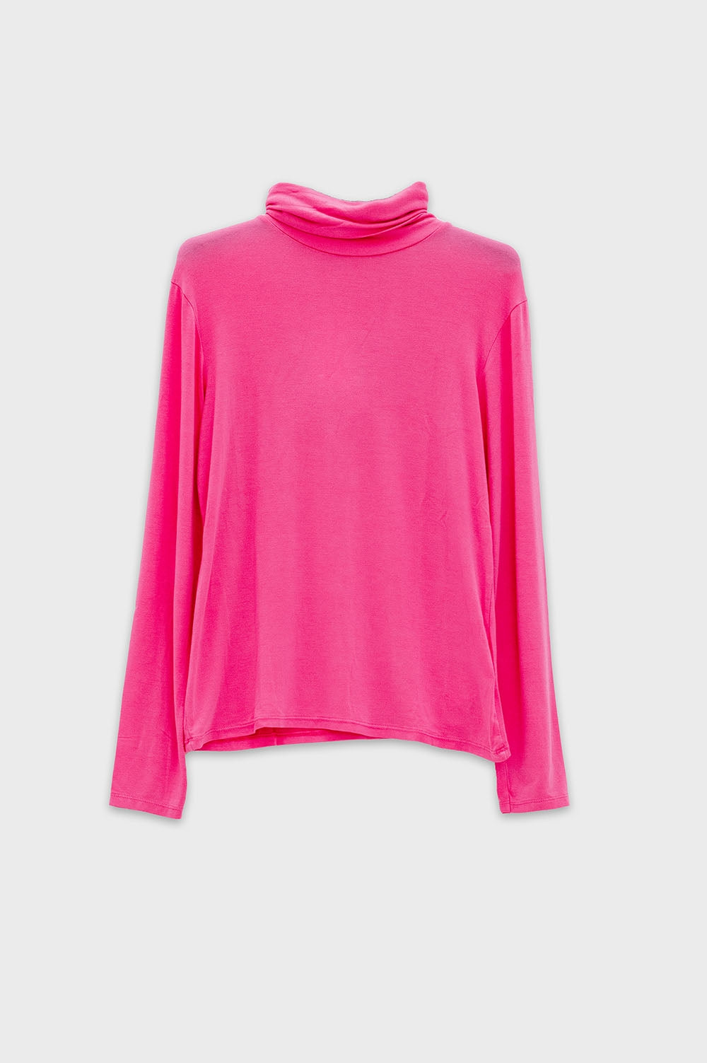 High neck long sleeve top in fucsia modal | Just Cool Beans — shirts | tops