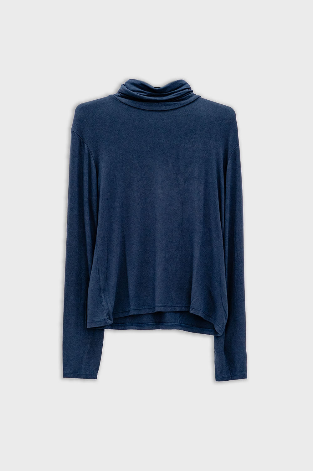 High neck long sleeve top in modal navy | Just Cool Beans — shirts | tops