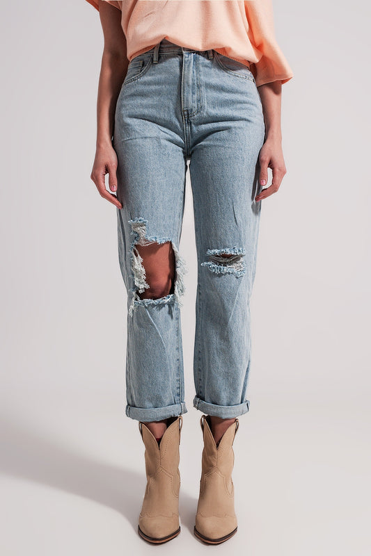 High rise mom jeans in lightwash with rips | Just Cool Beans — jeans | the denim shop