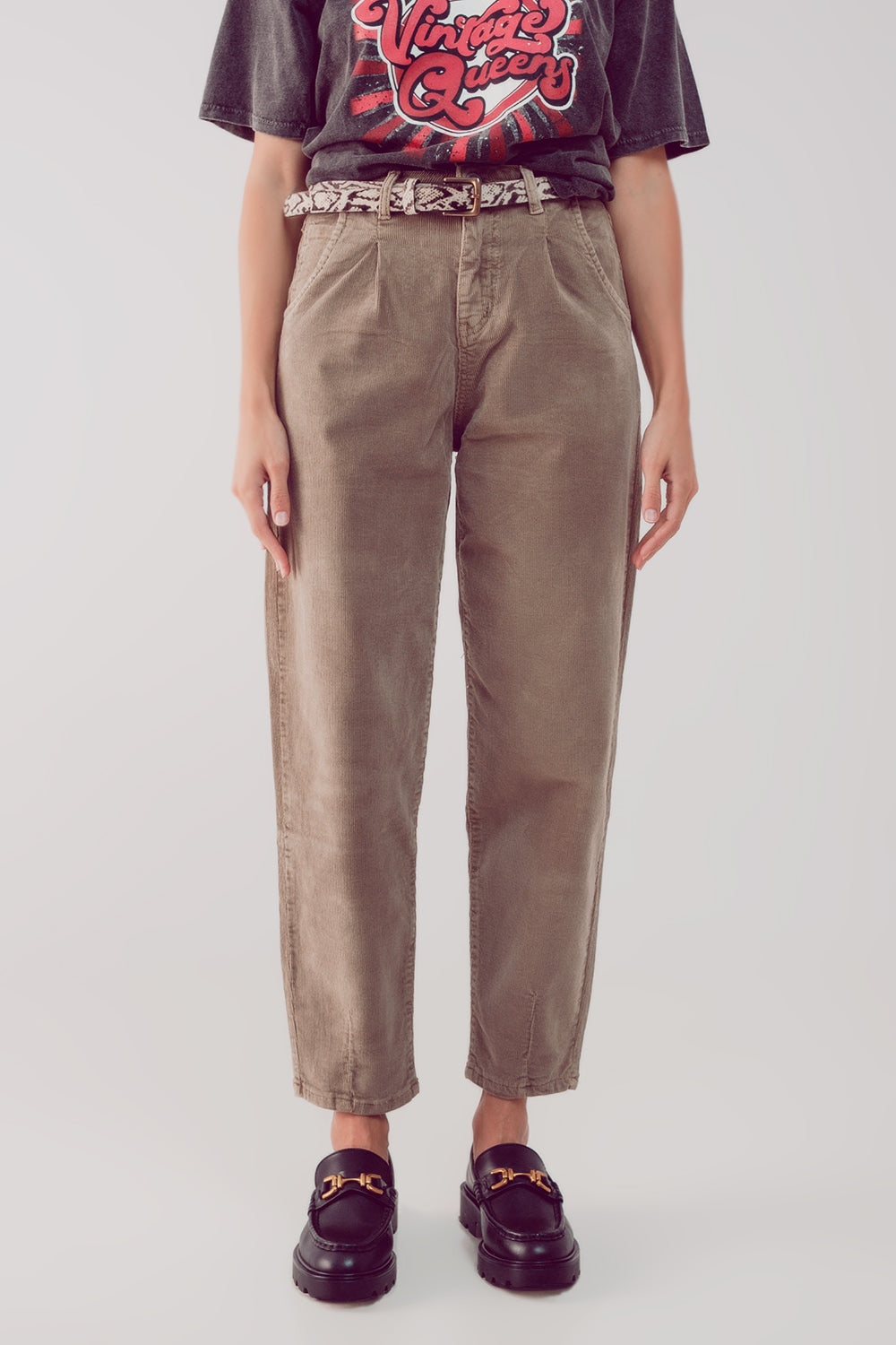 High rise slouchy mom pants in beige cord | Just Cool Beans — pants | bottoms