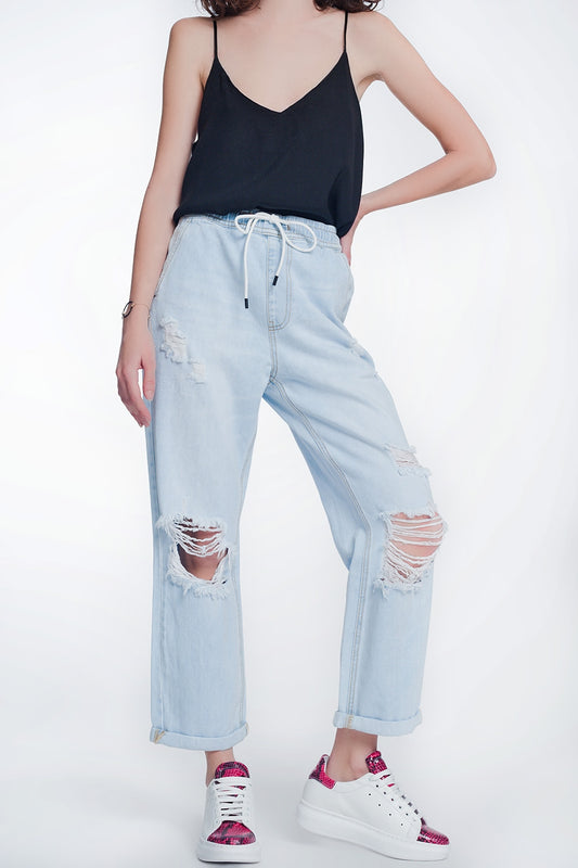 High rise straight crop jeans in lightwash blue | Just Cool Beans — jeans | tops