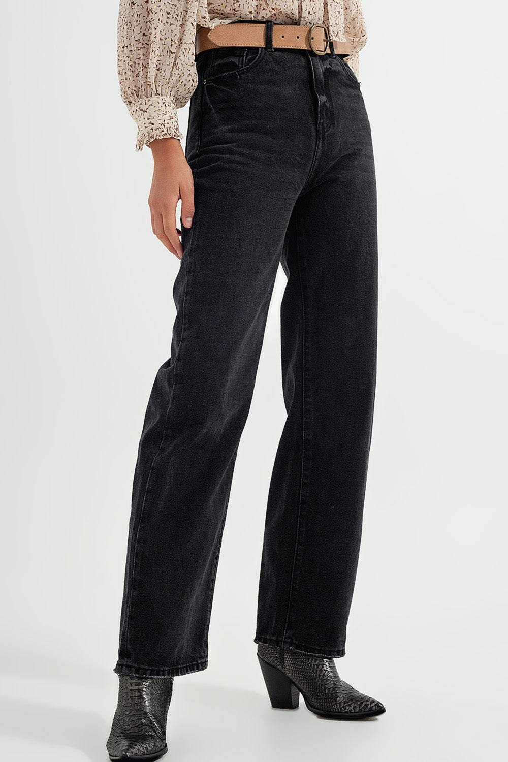 High rise straight jeans in washed black | Just Cool Beans — jeans | the denim shop