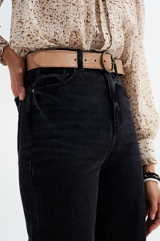 High rise straight jeans in washed black | Just Cool Beans