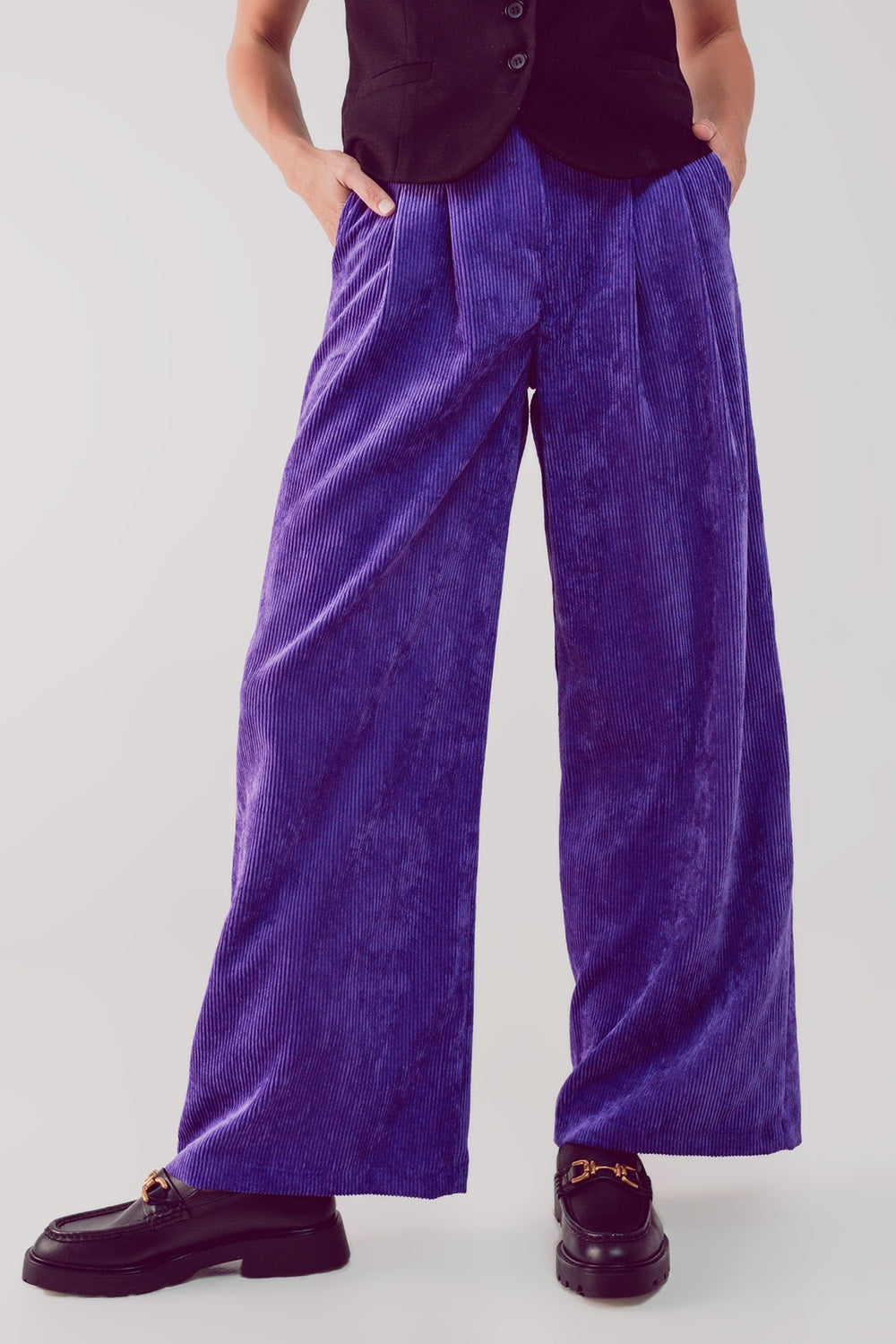 High rise straight leg pants in purple cord | Just Cool Beans — pants | bottoms
