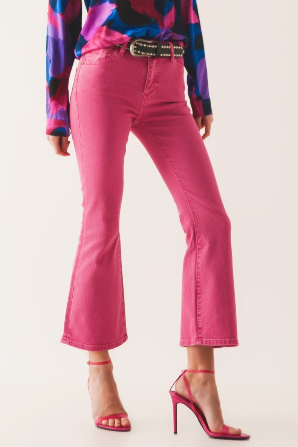 High waist flare jean in pink | Just Cool Beans — jeans | the denim shop