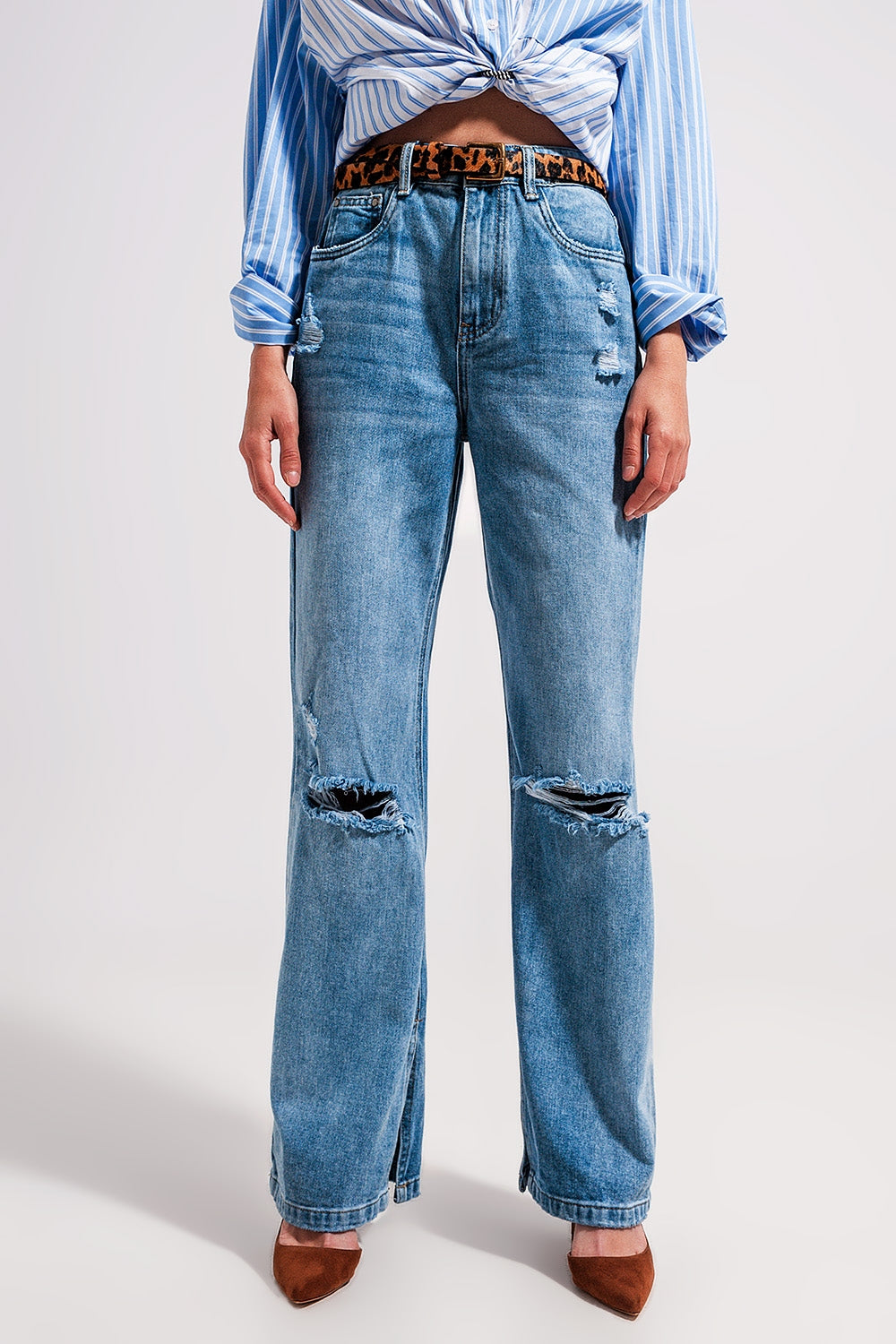High waist jeans with split hem in vintage wash | Just Cool Beans — jeans | the denim shop