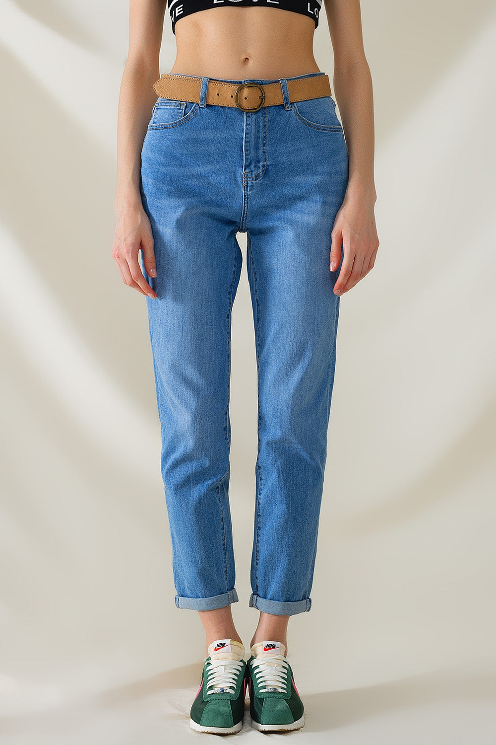 High waist mom jeans in mid wash stretch denim | Just Cool Beans — jeans | the denim shop
