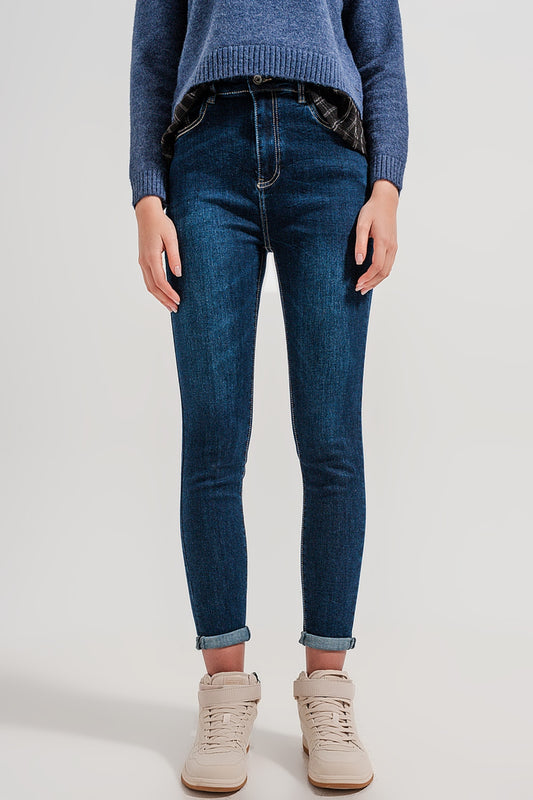 High waist skinny fit jeans in dark blue | Just Cool Beans — jeans | the denim shop