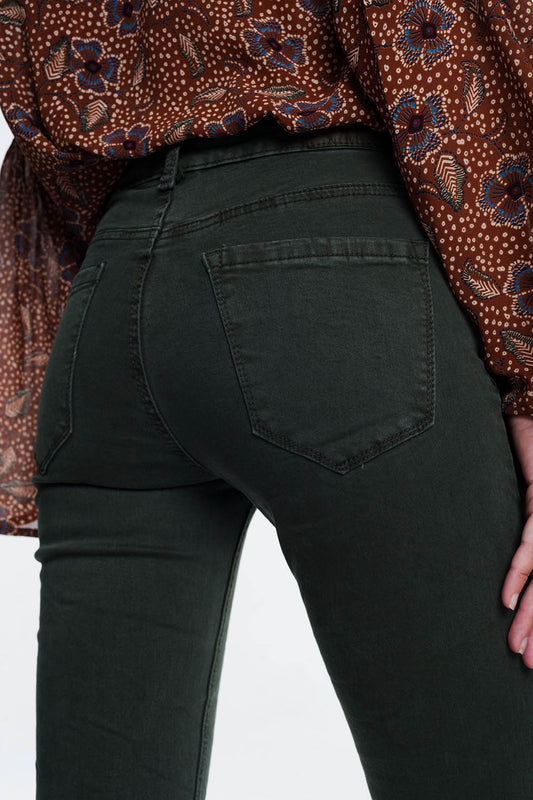 High waist skinny jeans in khaki | Just Cool Beans