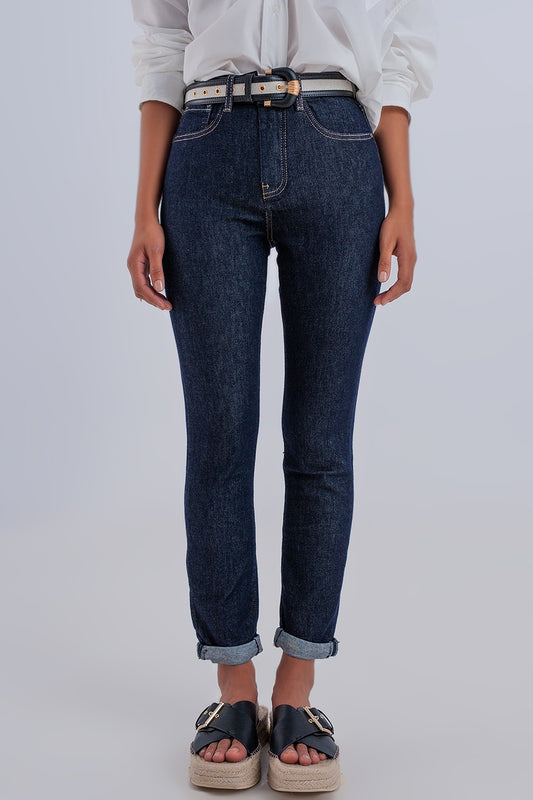 High waisted basic jean in dark blue | Just Cool Beans — jeans | the denim shop
