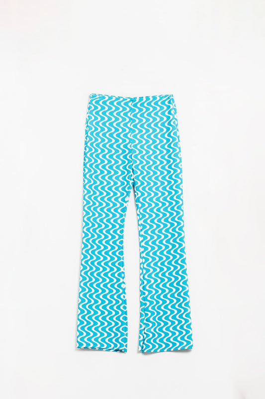 High waisted flared pants in blue 70s | Just Cool Beans — pants | bottoms