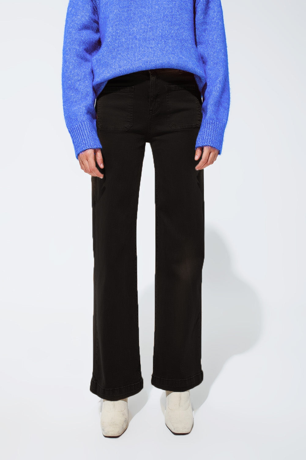 High waisted front pockets flare jeans in black | Just Cool Beans — jeans | the denim shop