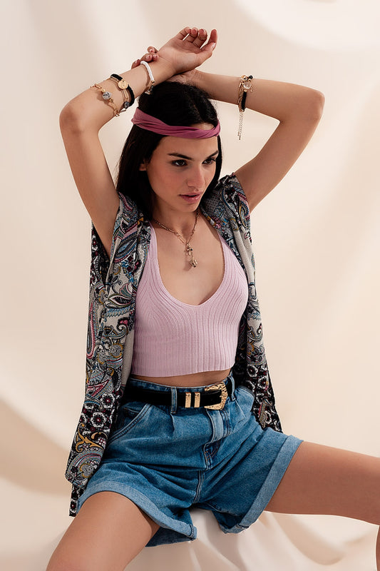 High waisted pleated denim shorts in mid wash | Just Cool Beans — jeans | bottoms