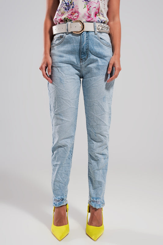 High waisted ripped jeans in light blue | Just Cool Beans — jeans | the denim shop