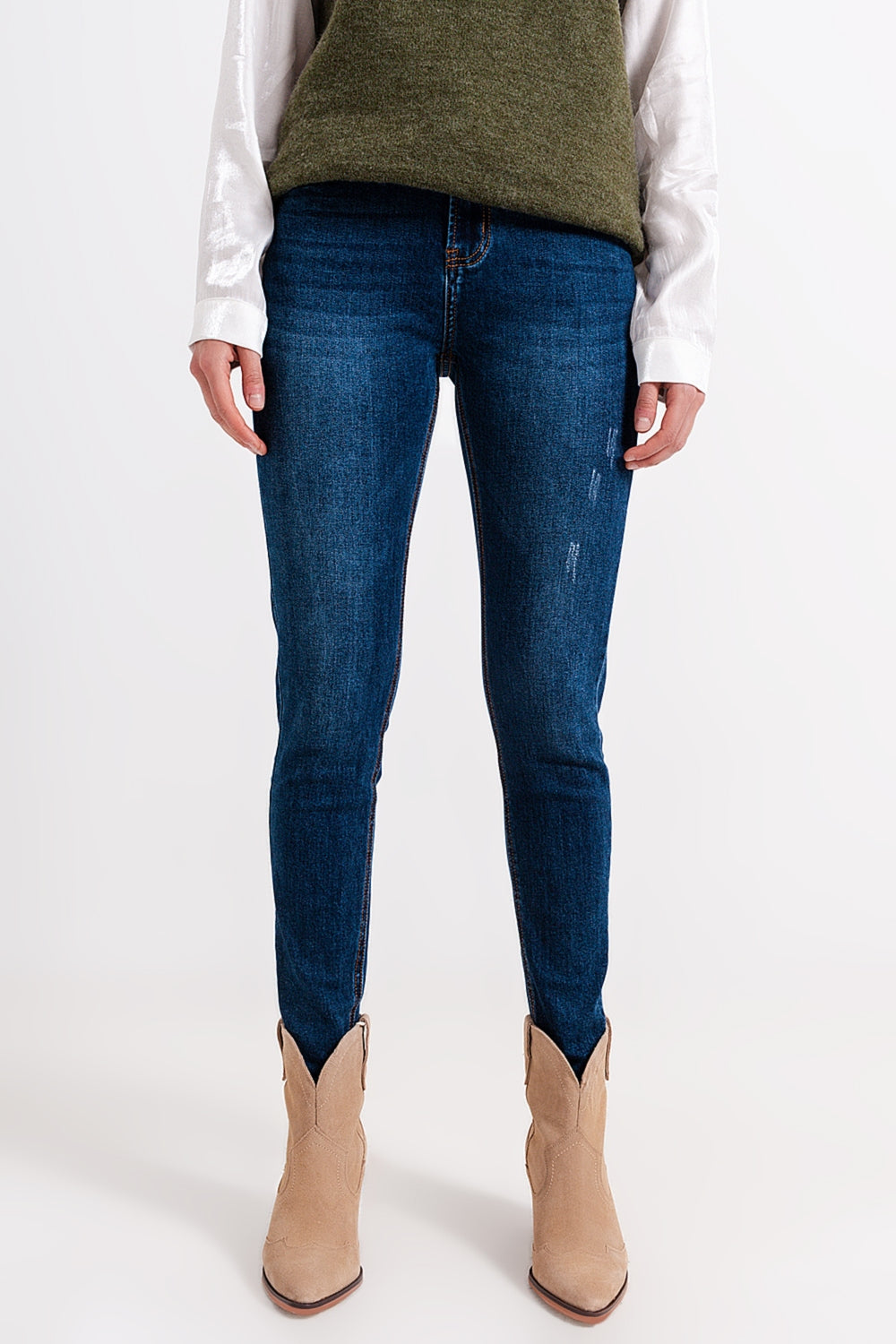 High waisted skinny jeans in blue wash | Just Cool Beans — jeans | the denim shop