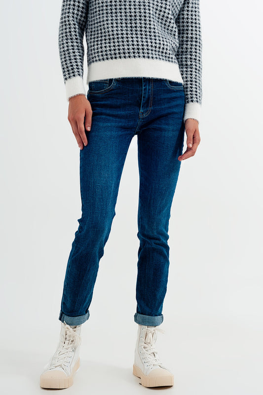 High waisted skinny jeans in colour mid blue wash | Just Cool Beans — jeans | the denim shop