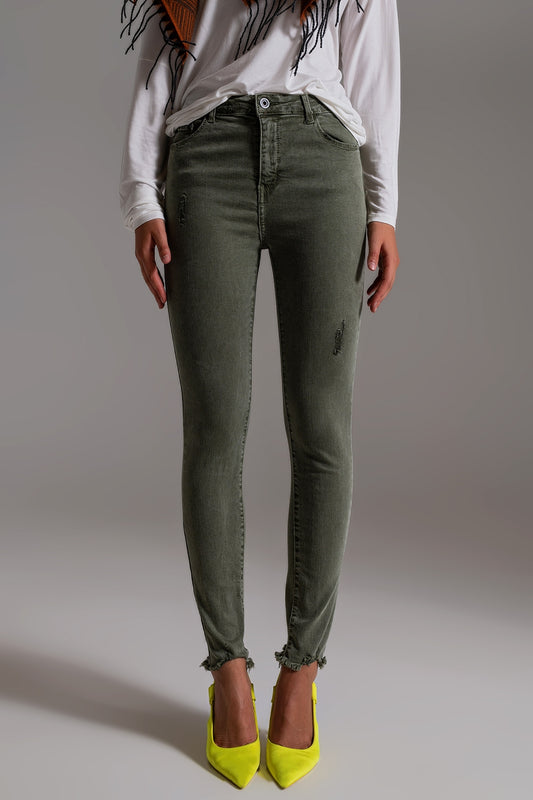 High waisted skinny jeans in khaki | Just Cool Beans — jeans | the denim shop