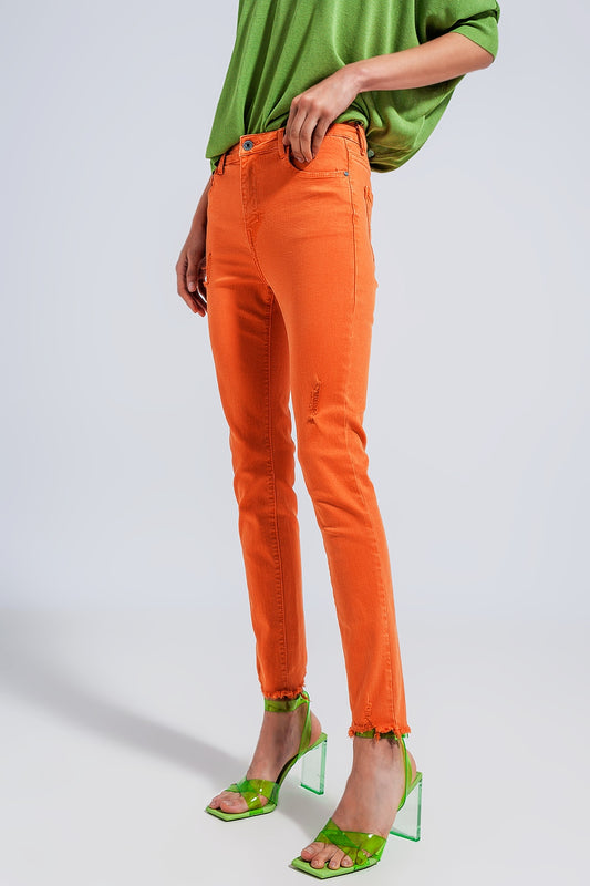 High waisted skinny jeans in orange | Just Cool Beans — jeans | the denim shop