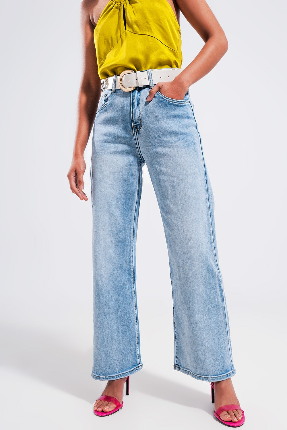 High wide leg jeans in light wash | Just Cool Beans — jeans | the denim shop