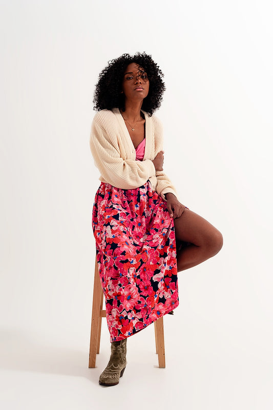 Hot pink floral print skirt | Just Cool Beans — skirts