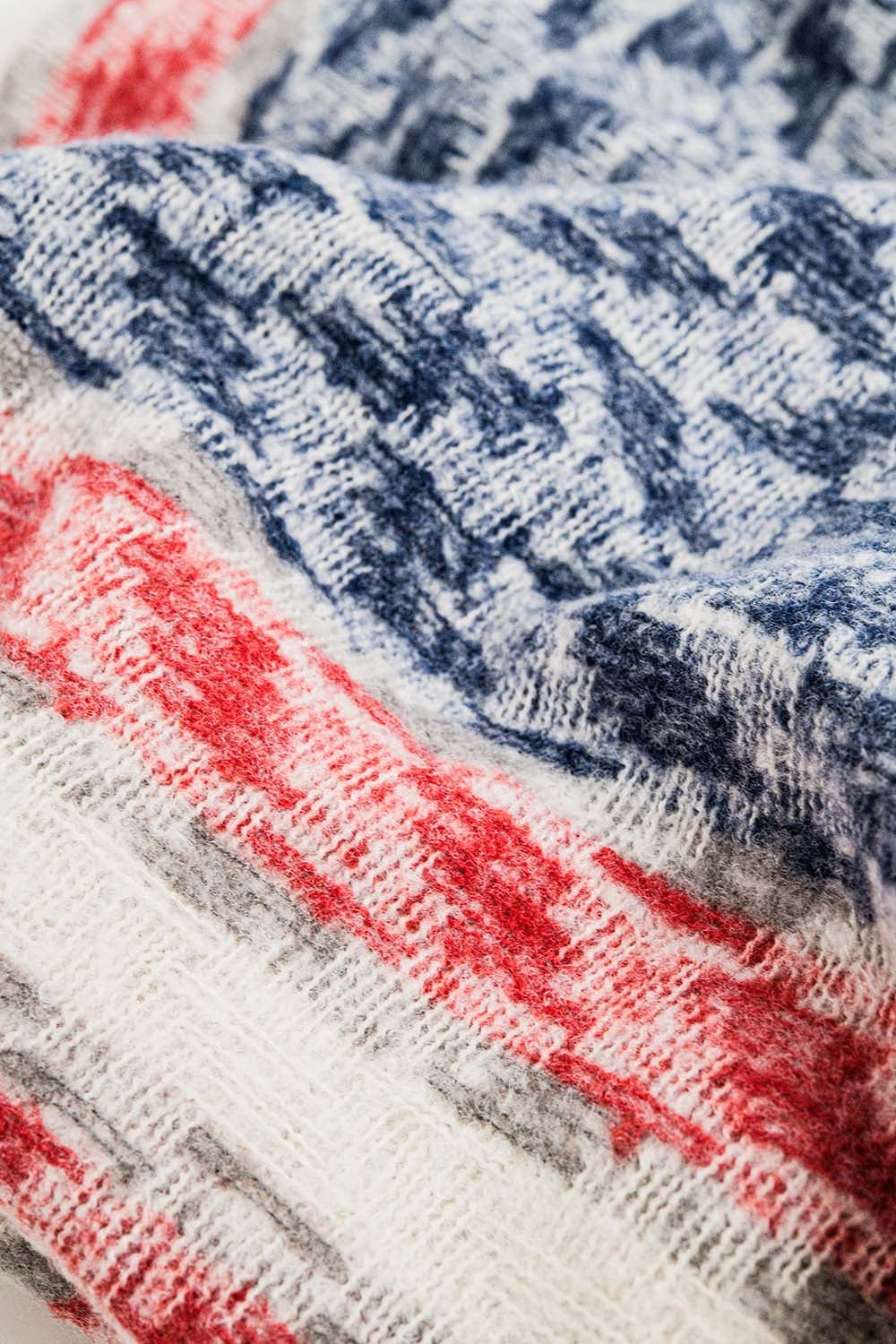 Houndstooth style americana scarf in white red and blue | Just Cool Beans