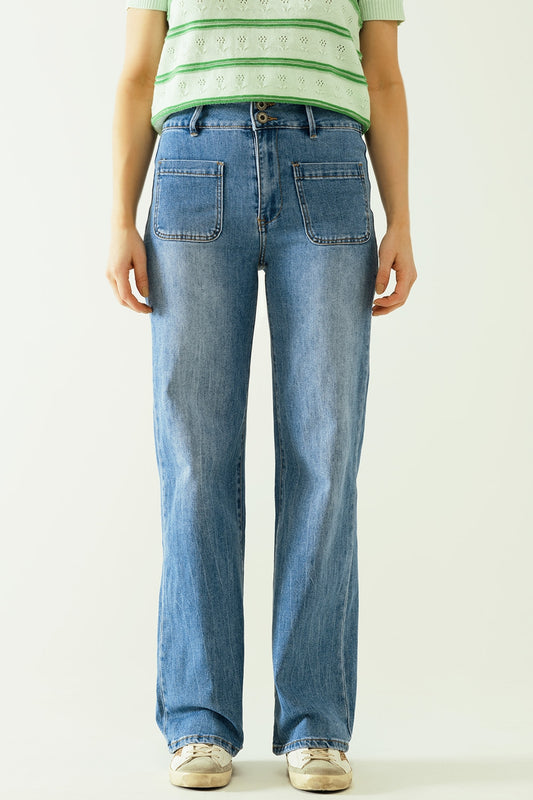 Jeans wide legs with front closure with metalic buttons and front pockets | Just Cool Beans — jeans | the denim shop