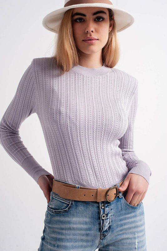 Jumper with shoulder pad in lilac | Just Cool Beans — sweaters | tops