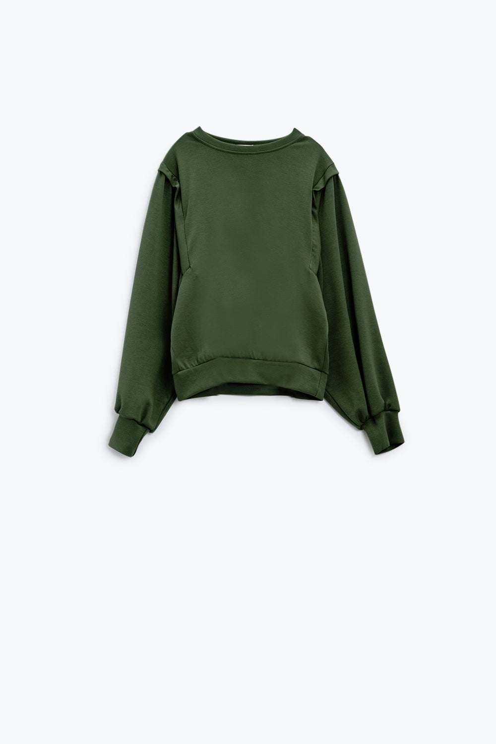 Khaki long-sleeved sweatshirts with frontal sewn details on the sides | Just Cool Beans — sweaters | tops
