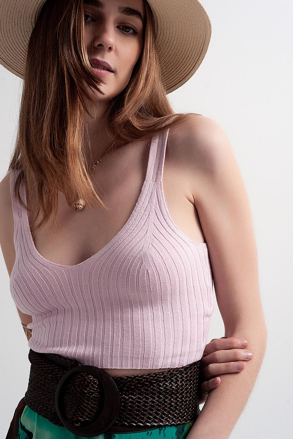 Knitted crop top co ord in pink | Just Cool Beans — tops