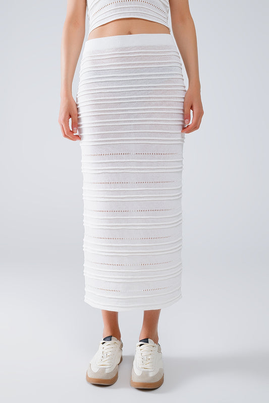 Knitted midi skirt in white | Just Cool Beans — skirts