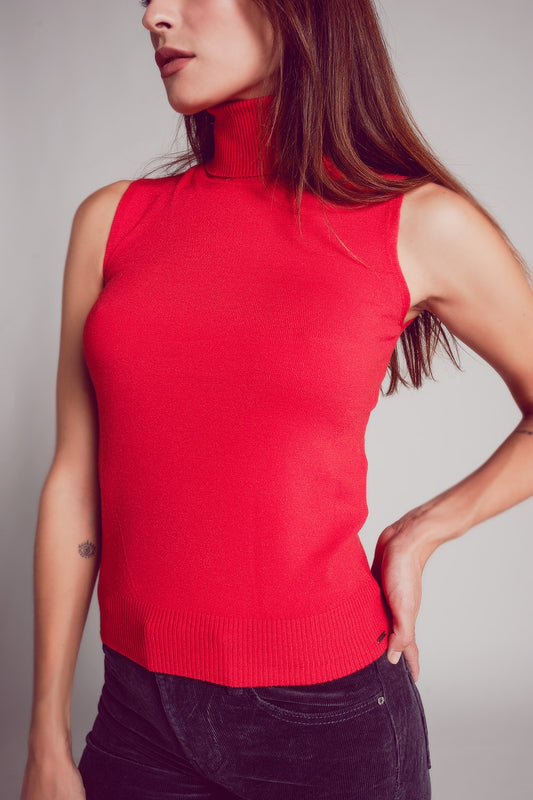 Knitted tank jumper in red | Just Cool Beans — sweaters | tops
