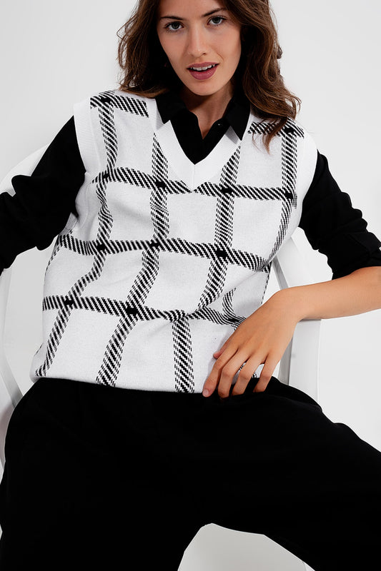 Knitted vest with big crosshatches | Just Cool Beans — sweaters | tops