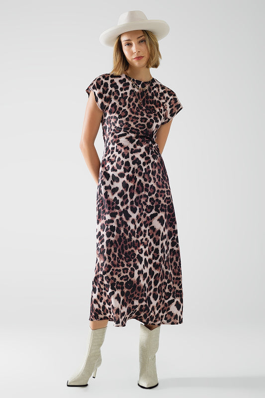 Leopard print maxi dress with knotted detail at the waist | Just Cool Beans — dresses
