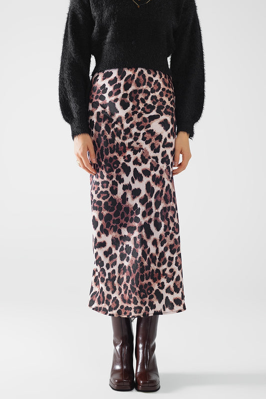 Leopard print mid-rise flared midi skirt | Just Cool Beans — skirts