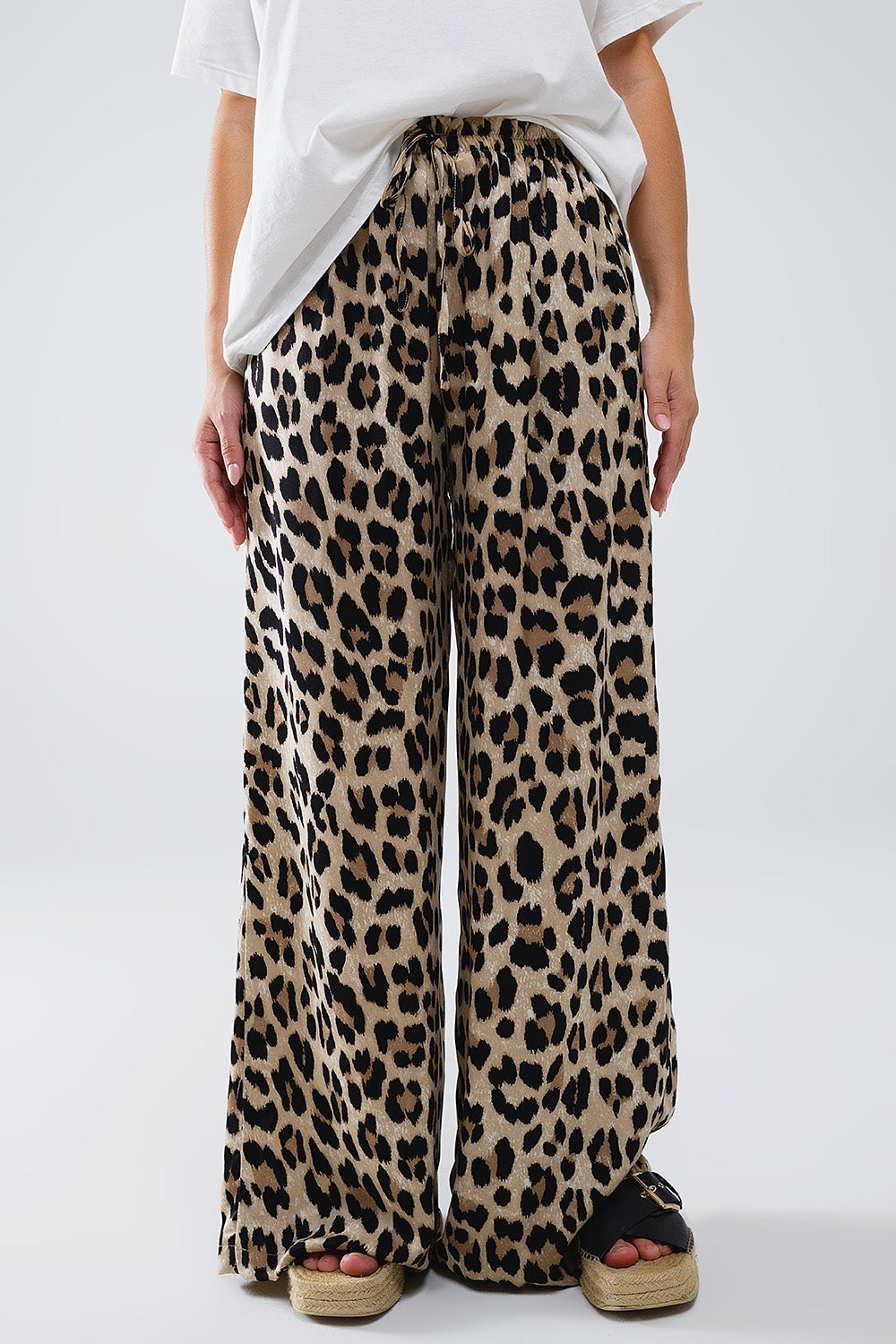 Leopard print pants with drawstring and pockets | Just Cool Beans — pants | bottoms