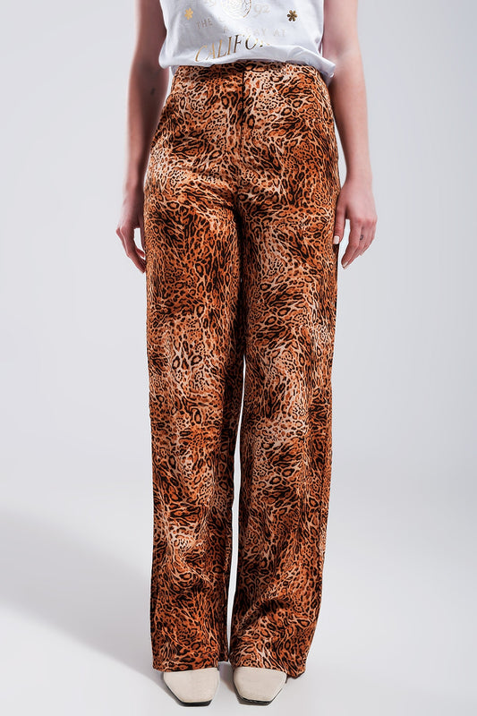 Leopard print wide leg pants in brown | Just Cool Beans — pants | bottoms