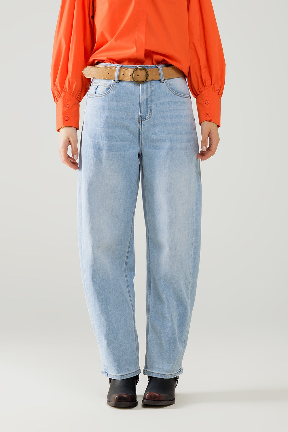 Light blue denim bubble leg jeans with high waist | Just Cool Beans — jeans | the denim shop