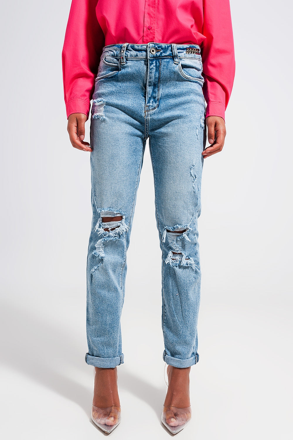 Light blue double rip jeans | Just Cool Beans — jeans | the denim shop