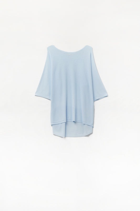 Light blue oversized sweater with elbow-length sleeves | Just Cool Beans — sweaters | tops