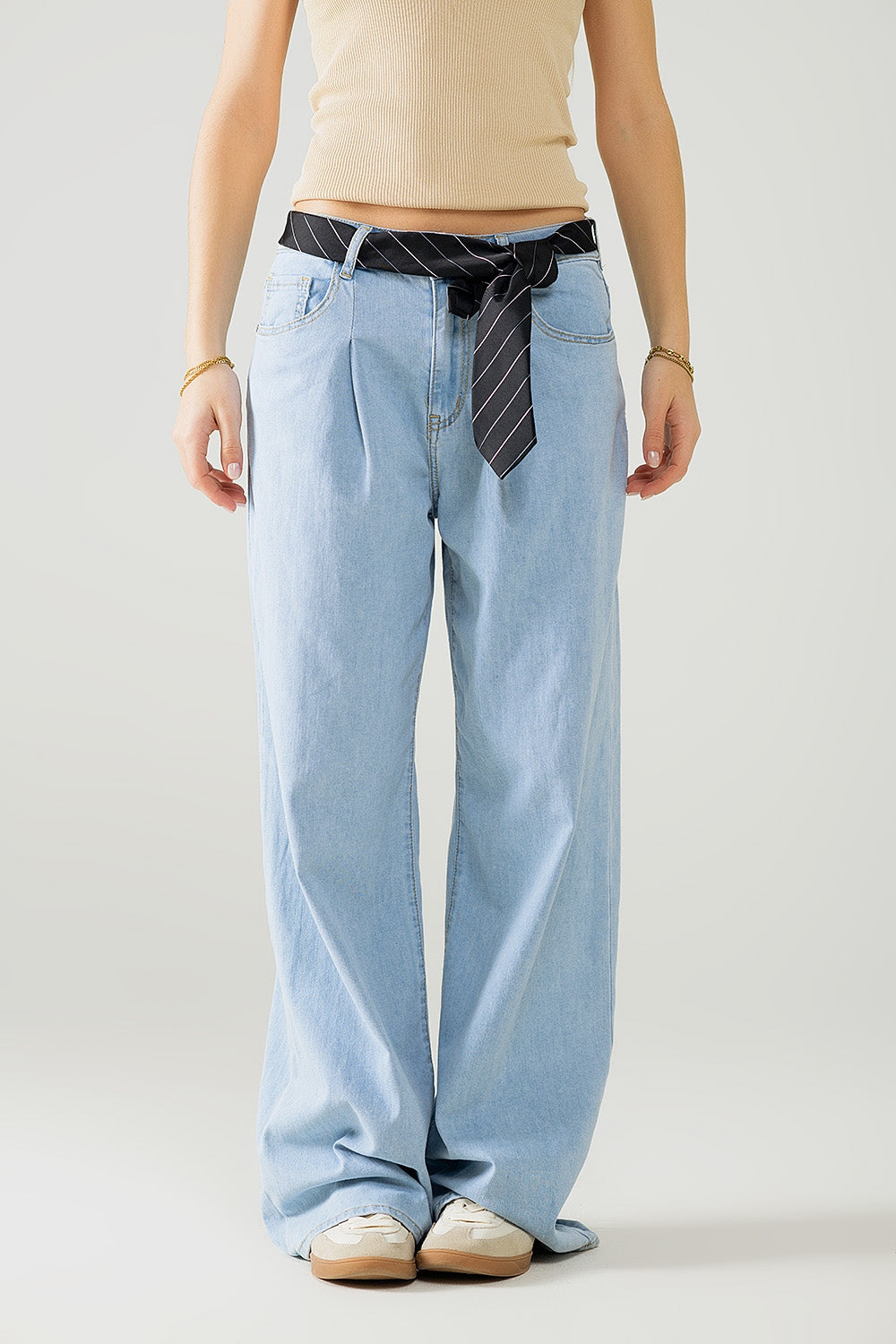 Light blue wide-leg jeans with pleats | Just Cool Beans — jeans | the denim shop