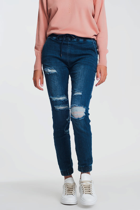 Lightweight jogger jeans in dark denim | Just Cool Beans — jeans | bottoms