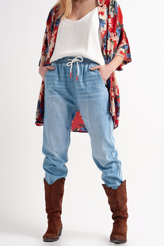 Lightweight jogger jeans in midwash | Just Cool Beans — jeans | bottoms