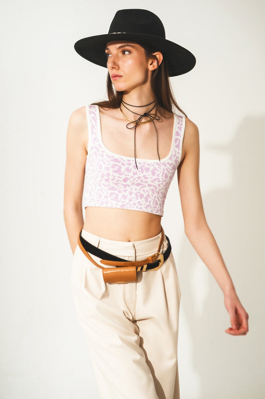 Lightweight knit top in lilac animal print | Just Cool Beans — sweaters | tops