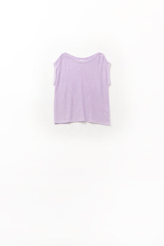 Lilac boat neck mesh sweater with dropped sleeves | Just Cool Beans — sweaters | tops