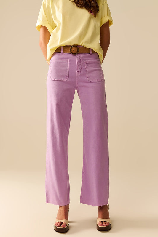 Lilac straight leg pants with front pockets | Just Cool Beans — jeans | bottoms